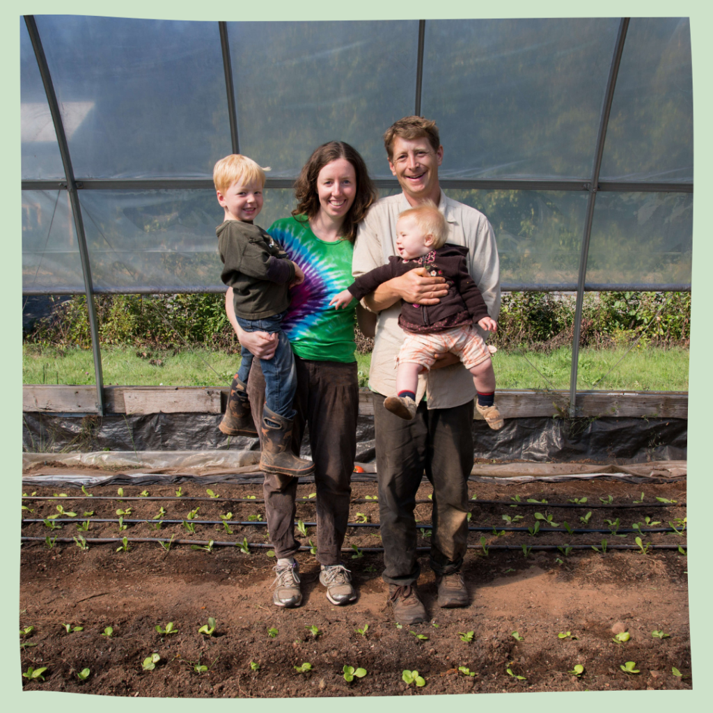 Jessy Wysmyk and Charles Ryan with their two children on the farm.